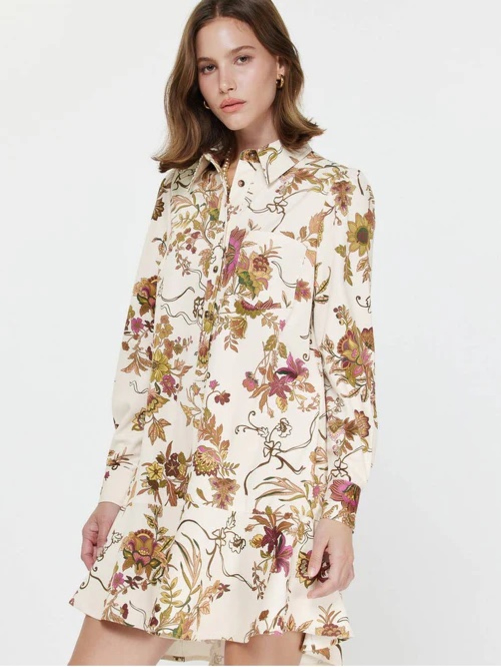 NWT Current Air Paisley Floral Cream Corduroy Dress Small